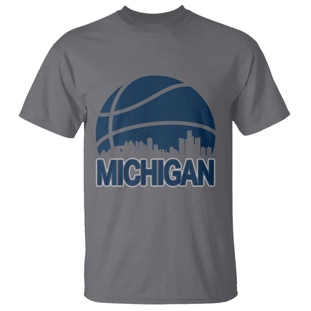 Vintage Urban Michigan Skyline T Shirt Gift For Basketball Fan