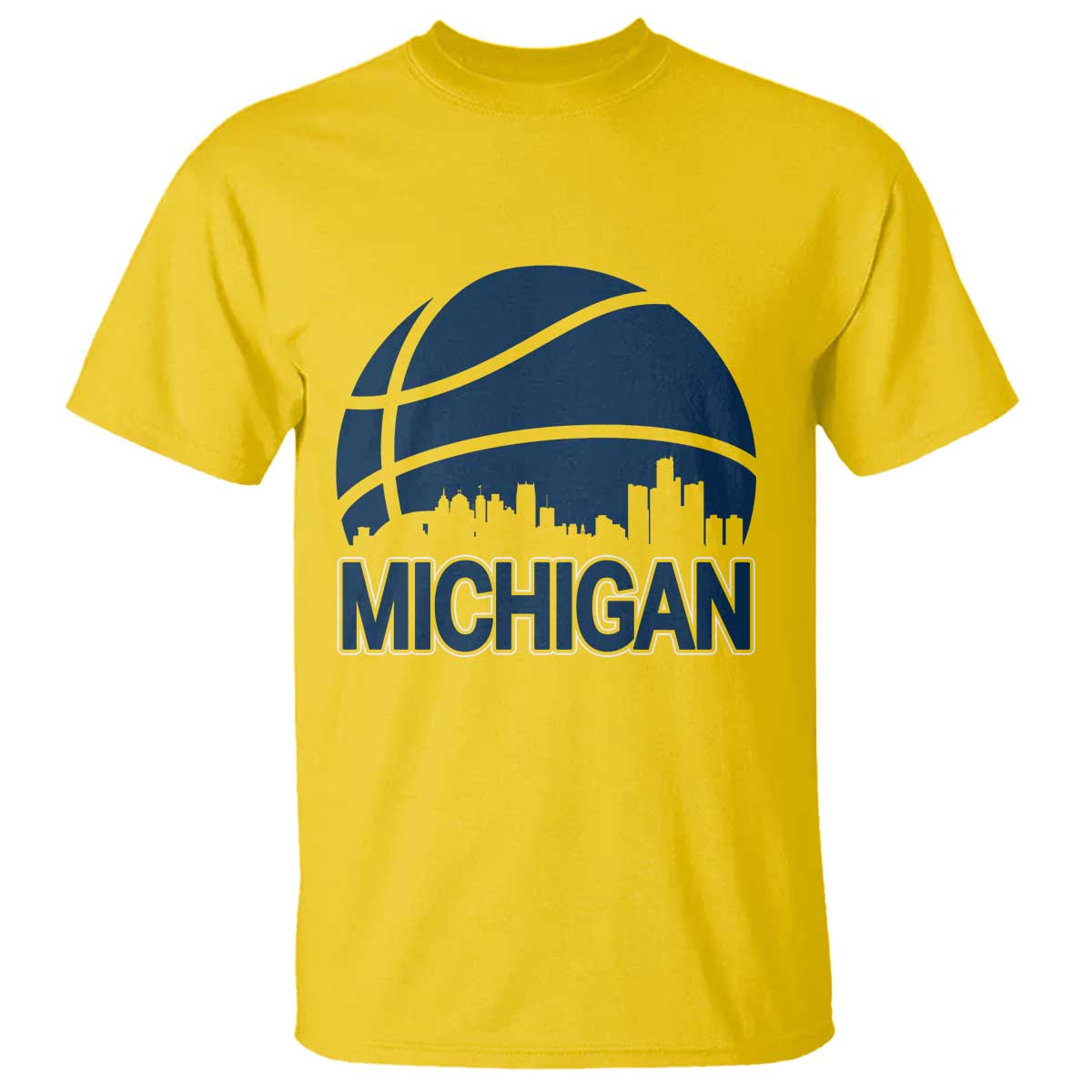 Vintage Urban Michigan Skyline T Shirt Gift For Basketball Fan