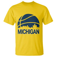 Vintage Urban Michigan Skyline T Shirt Gift For Basketball Fan