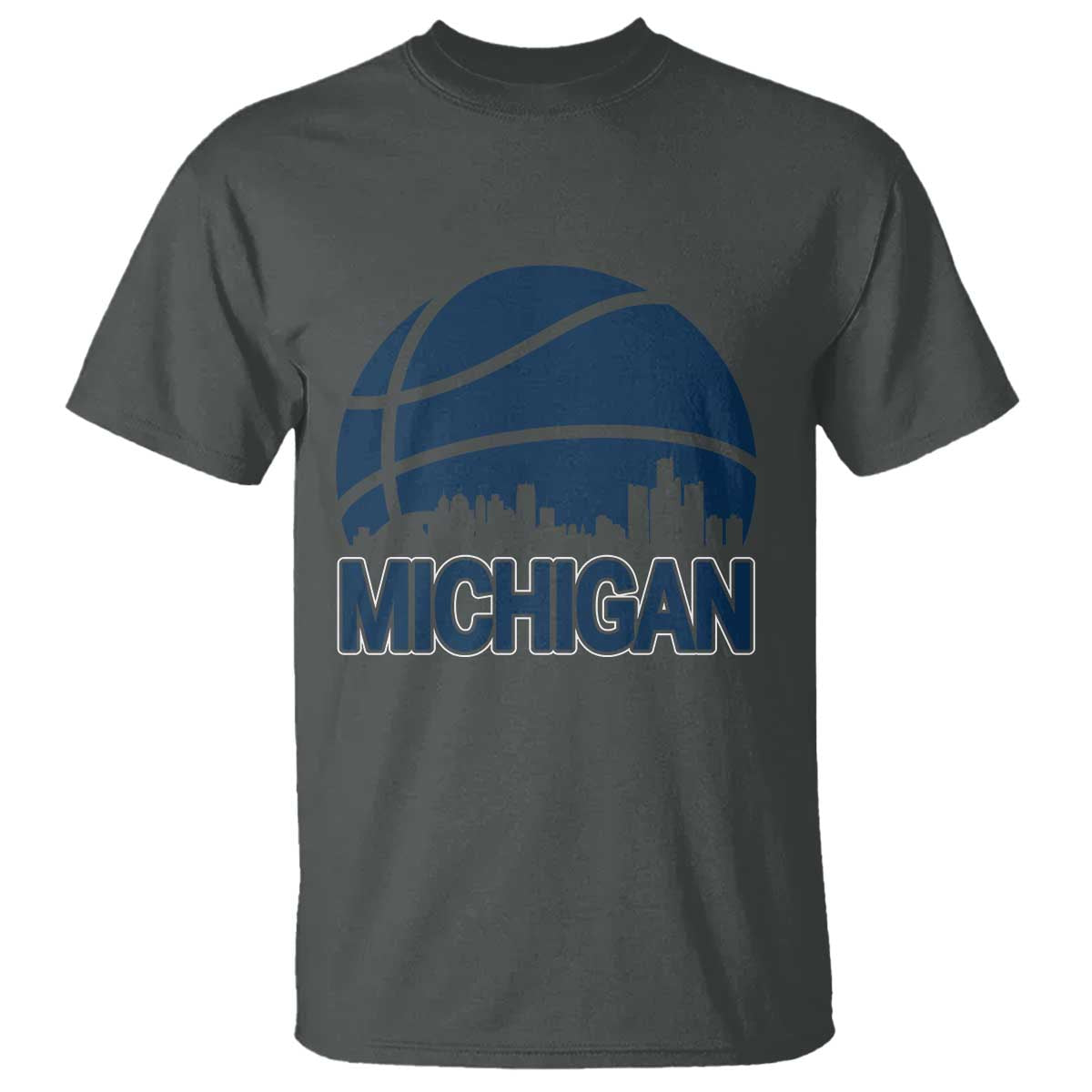 Vintage Urban Michigan Skyline T Shirt Gift For Basketball Fan