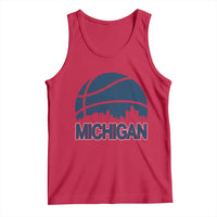 Vintage Urban Michigan Skyline Tank Top Gift For Basketball Fan