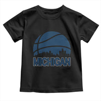 Vintage Urban Michigan Skyline Toddler T Shirt Gift For Basketball Fan
