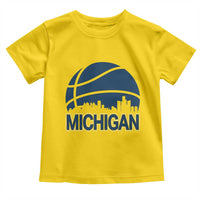 Vintage Urban Michigan Skyline Toddler T Shirt Gift For Basketball Fan
