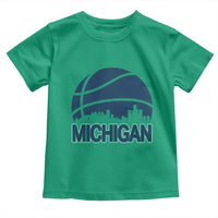 Vintage Urban Michigan Skyline Toddler T Shirt Gift For Basketball Fan