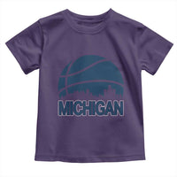 Vintage Urban Michigan Skyline Toddler T Shirt Gift For Basketball Fan