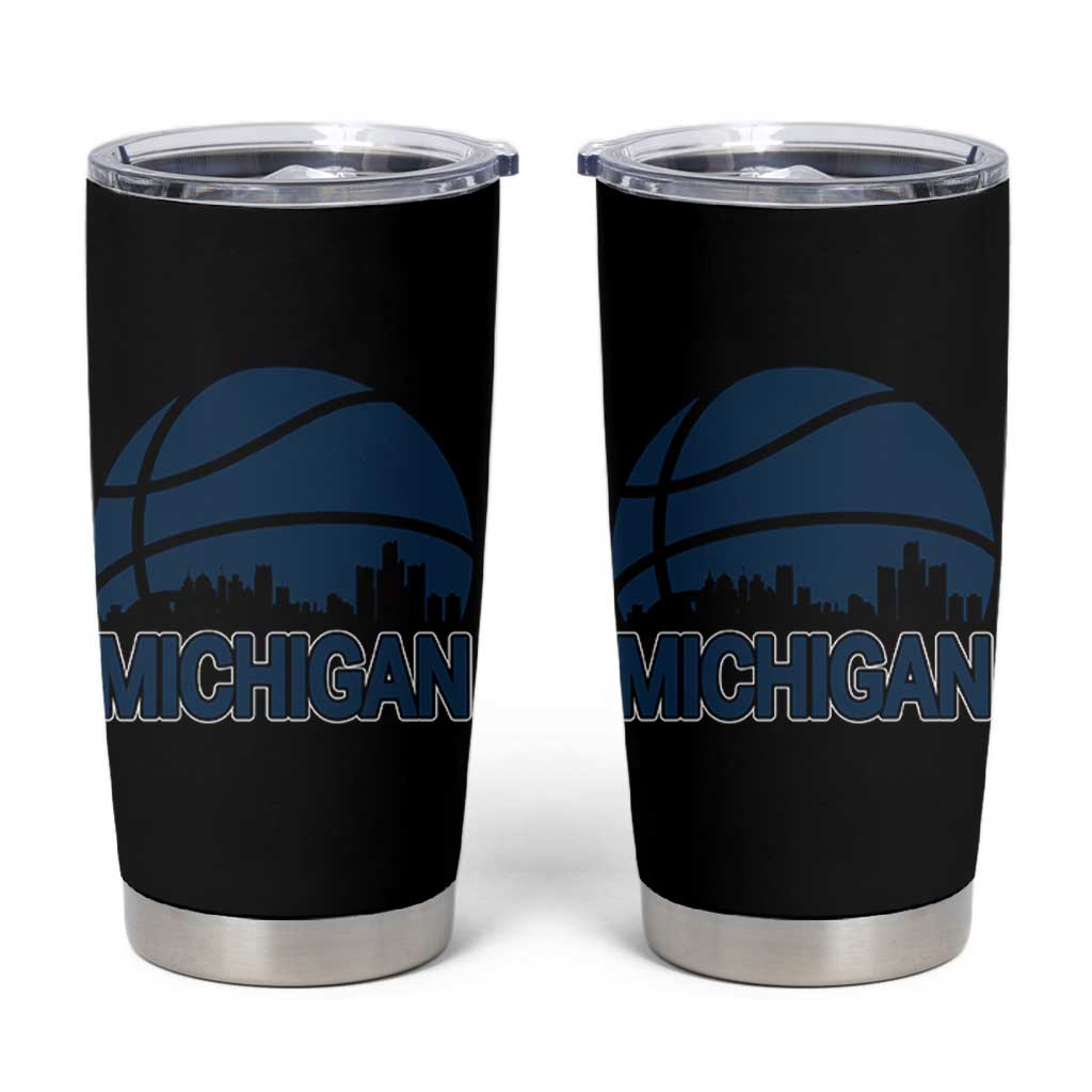 Vintage Urban Michigan Skyline Tumbler Cup Gift For Basketball Fan