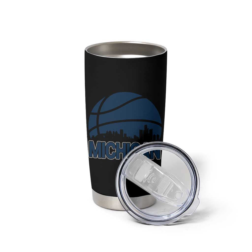 Vintage Urban Michigan Skyline Tumbler Cup Gift For Basketball Fan