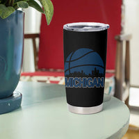 Vintage Urban Michigan Skyline Tumbler Cup Gift For Basketball Fan