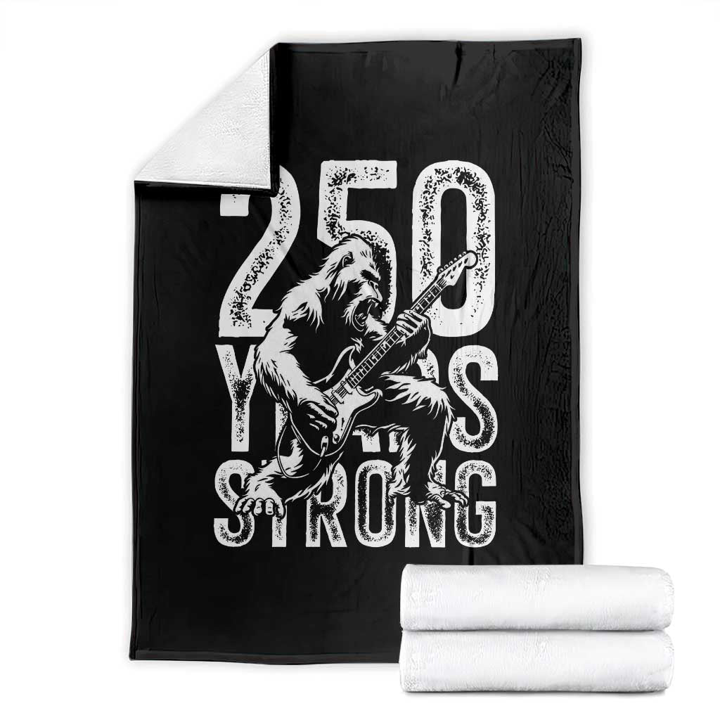 250 Years Strong Bigfoot Guitar Throw Blanket USA 250th Anniversary Gift