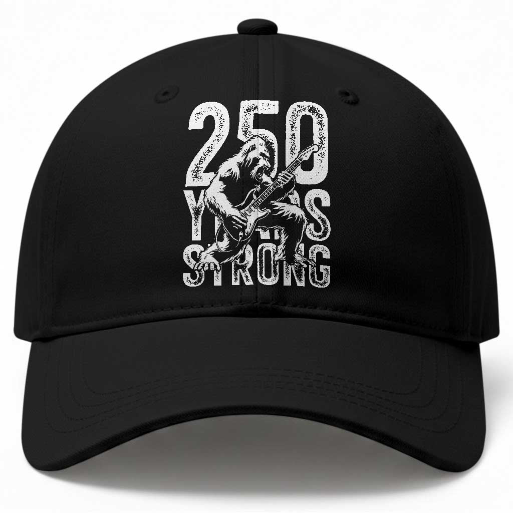 250 Years Strong Bigfoot Guitar Baseball Cap USA 250th Anniversary Gift