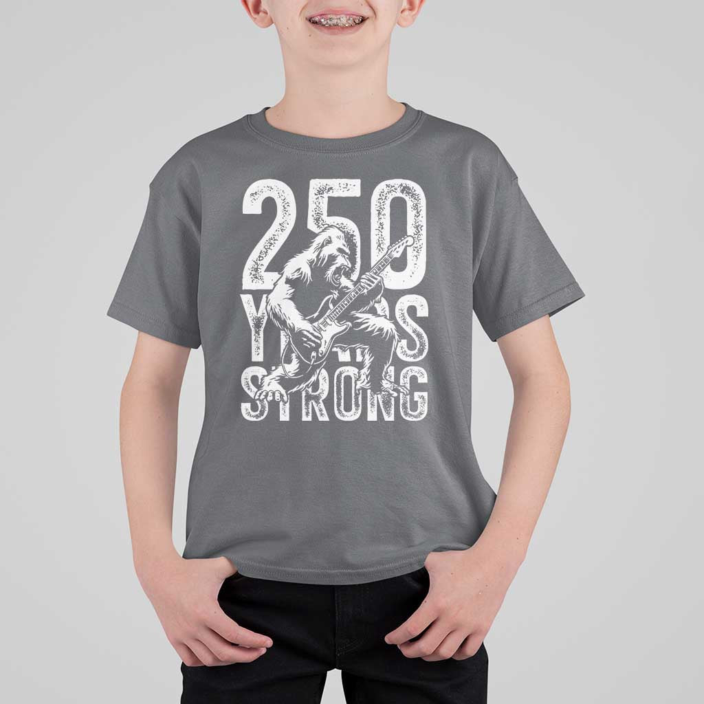 250 Years Strong Bigfoot Guitar T Shirt For Kid USA 250th Anniversary Gift