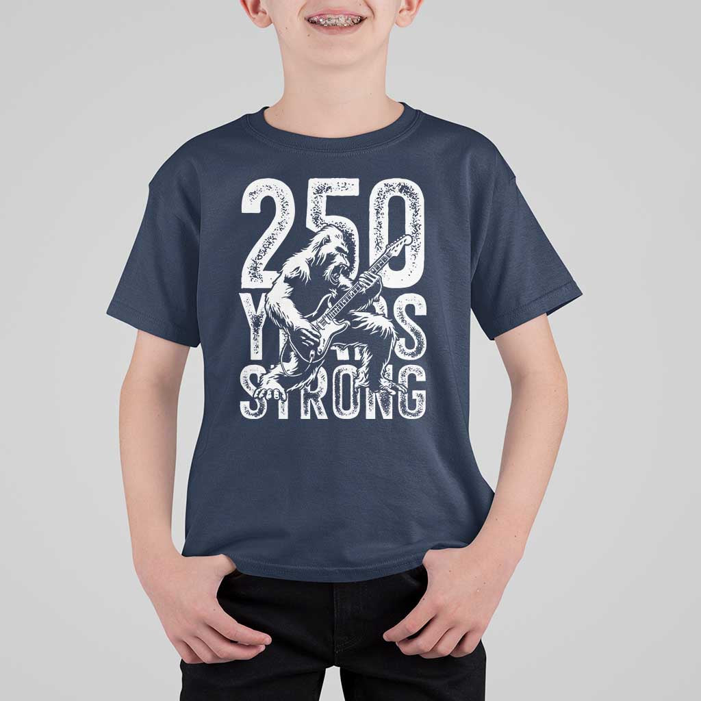 250 Years Strong Bigfoot Guitar T Shirt For Kid USA 250th Anniversary Gift