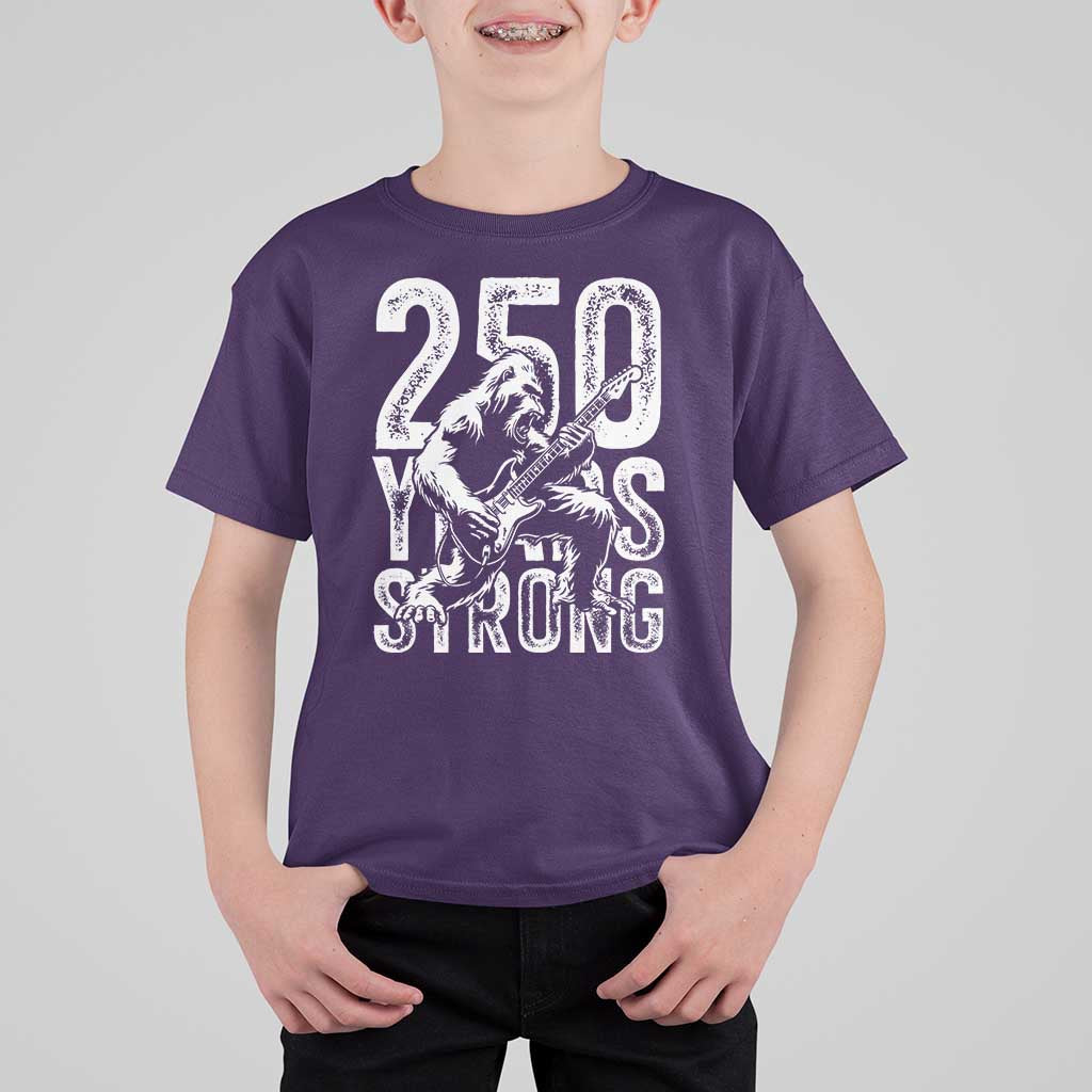 250 Years Strong Bigfoot Guitar T Shirt For Kid USA 250th Anniversary Gift