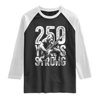 250 Years Strong Bigfoot Guitar Raglan Shirt USA 250th Anniversary Gift