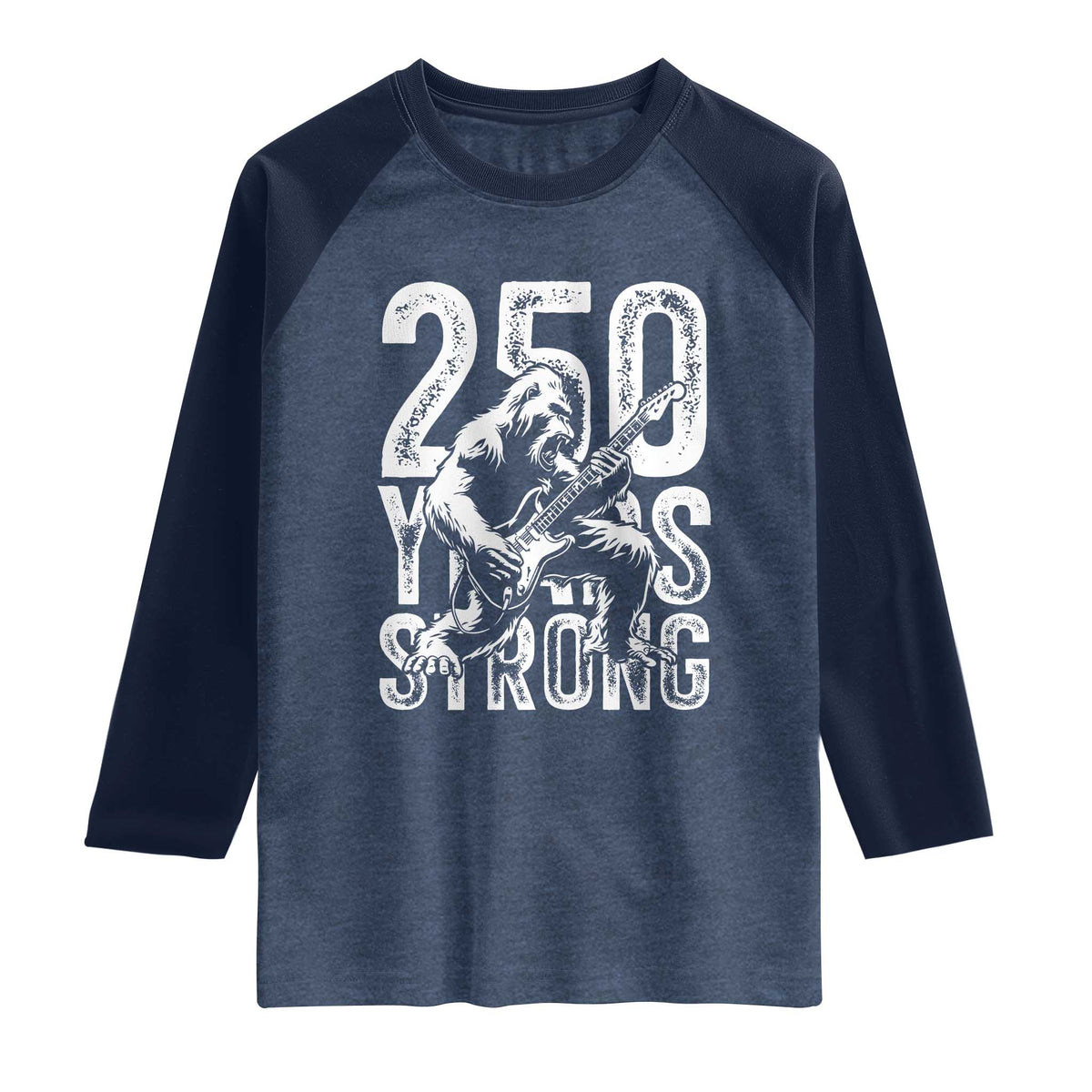 250 Years Strong Bigfoot Guitar Raglan Shirt USA 250th Anniversary Gift