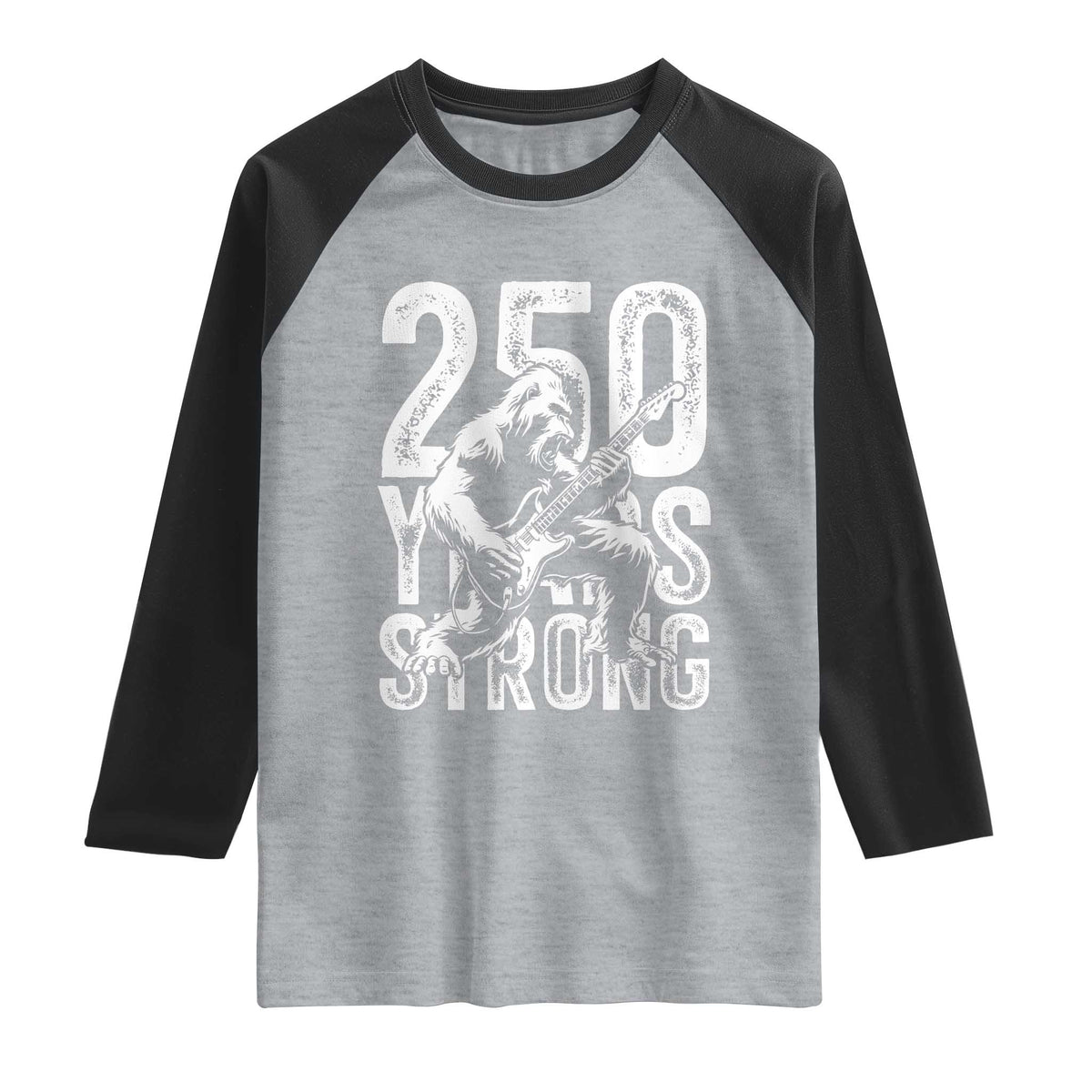 250 Years Strong Bigfoot Guitar Raglan Shirt USA 250th Anniversary Gift