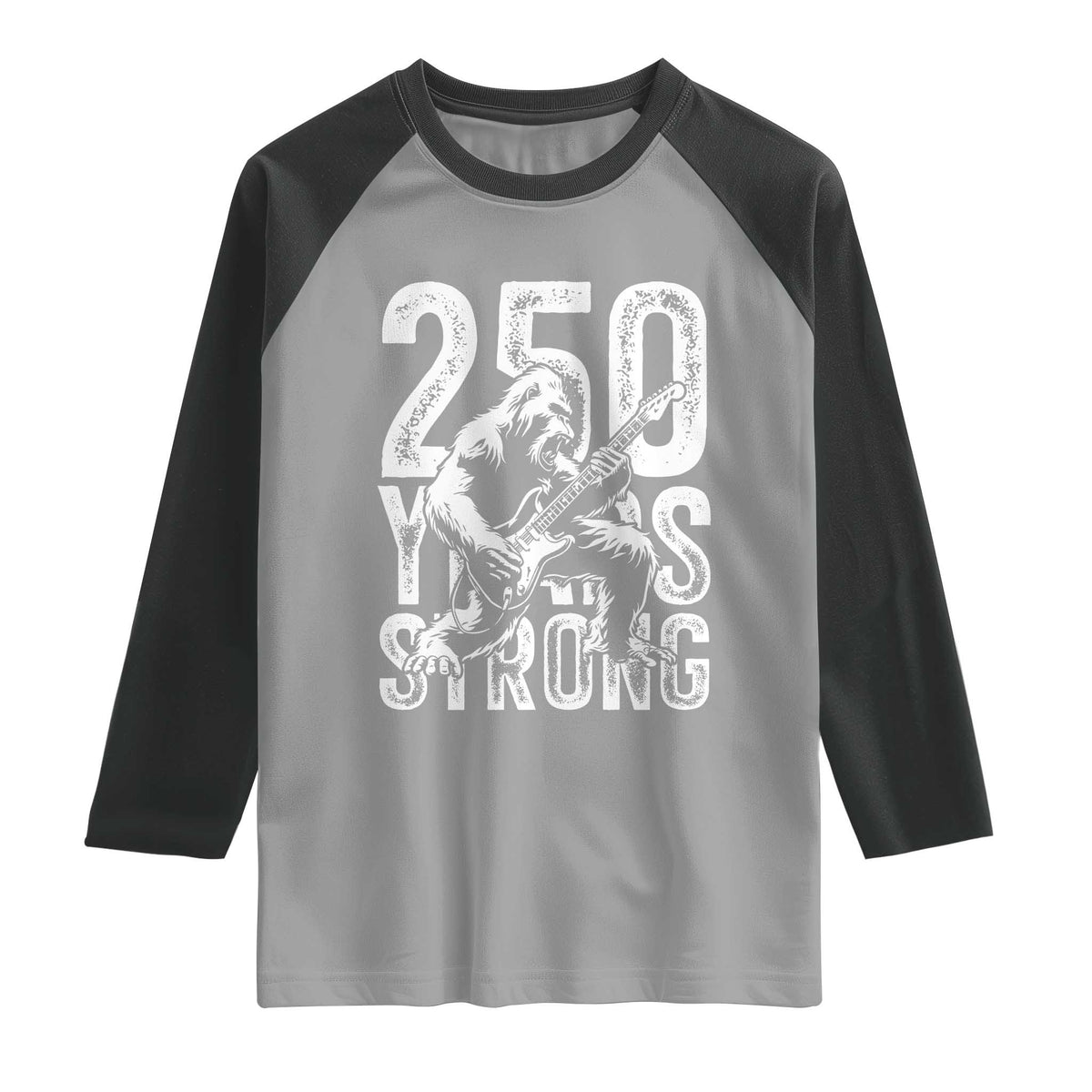 250 Years Strong Bigfoot Guitar Raglan Shirt USA 250th Anniversary Gift