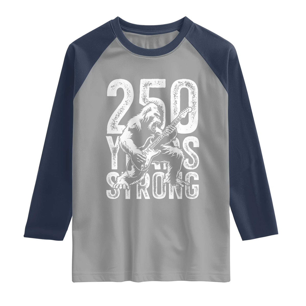 250 Years Strong Bigfoot Guitar Raglan Shirt USA 250th Anniversary Gift