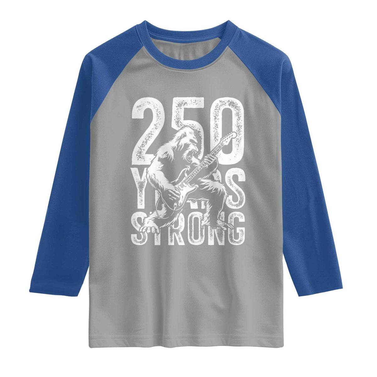 250 Years Strong Bigfoot Guitar Raglan Shirt USA 250th Anniversary Gift