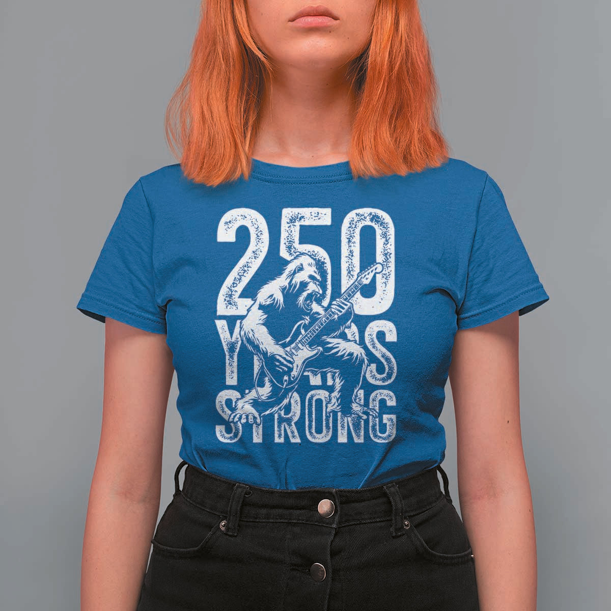 250 Years Strong Bigfoot Guitar T Shirt For Women USA 250th Anniversary Gift