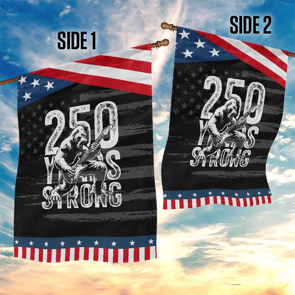 250 Years Strong Bigfoot Guitar Patriotic Garden Flag USA 250th Anniversary Gift