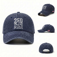 250 Years Strong Bigfoot Guitar Washed Cotton Baseball Cap USA 250th Anniversary Gift