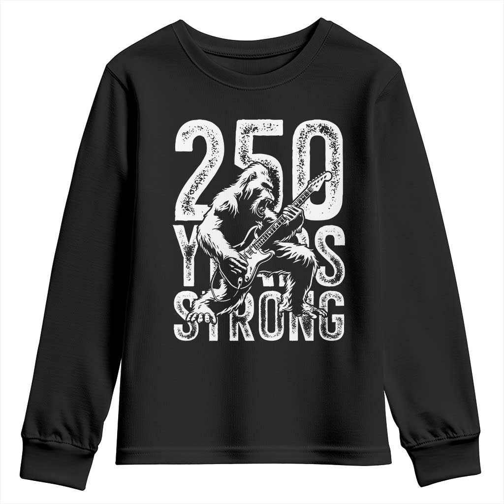 250 Years Strong Bigfoot Guitar Youth Sweatshirt USA 250th Anniversary Gift