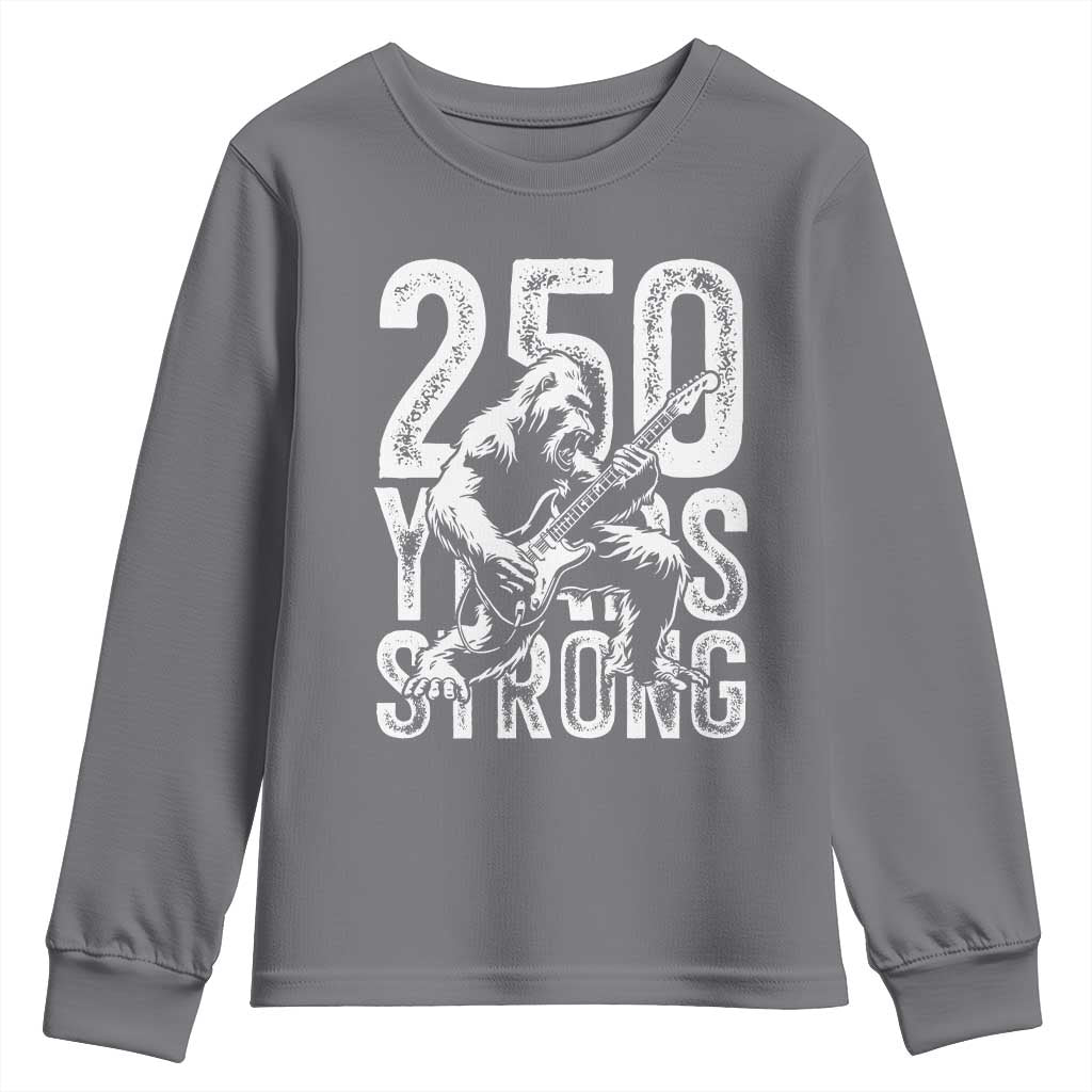 250 Years Strong Bigfoot Guitar Youth Sweatshirt USA 250th Anniversary Gift