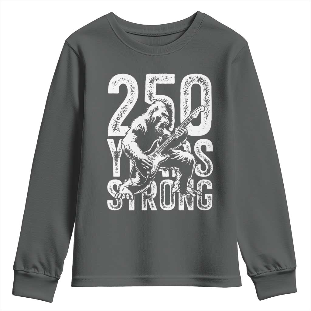 250 Years Strong Bigfoot Guitar Youth Sweatshirt USA 250th Anniversary Gift