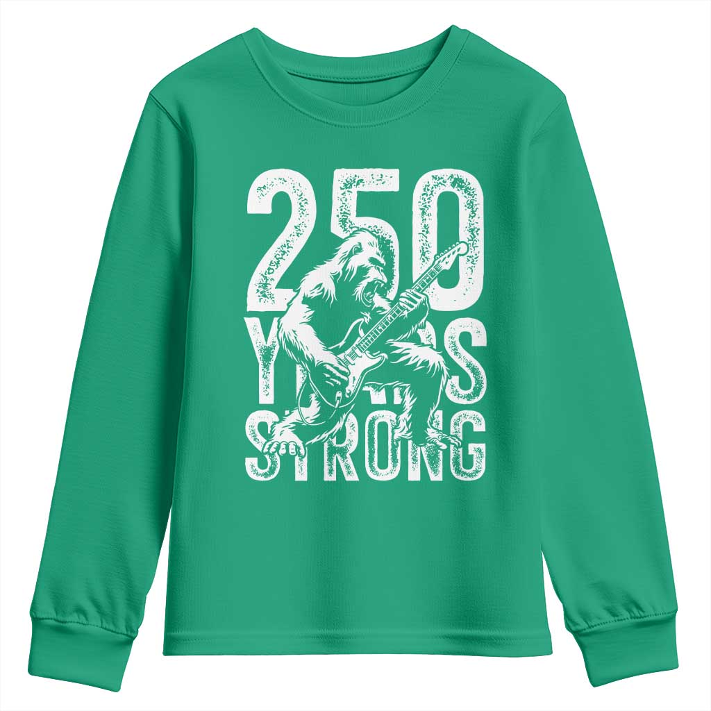 250 Years Strong Bigfoot Guitar Youth Sweatshirt USA 250th Anniversary Gift