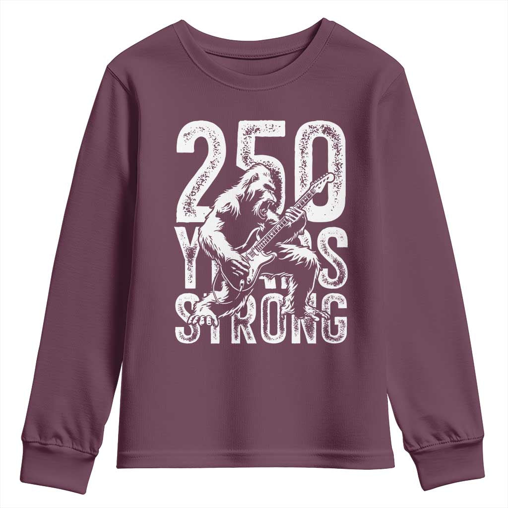 250 Years Strong Bigfoot Guitar Youth Sweatshirt USA 250th Anniversary Gift