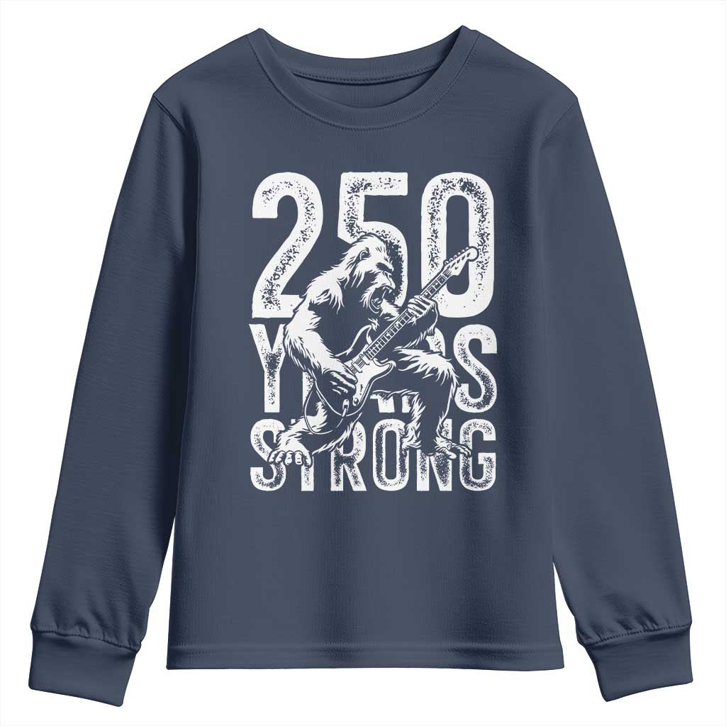 250 Years Strong Bigfoot Guitar Youth Sweatshirt USA 250th Anniversary Gift
