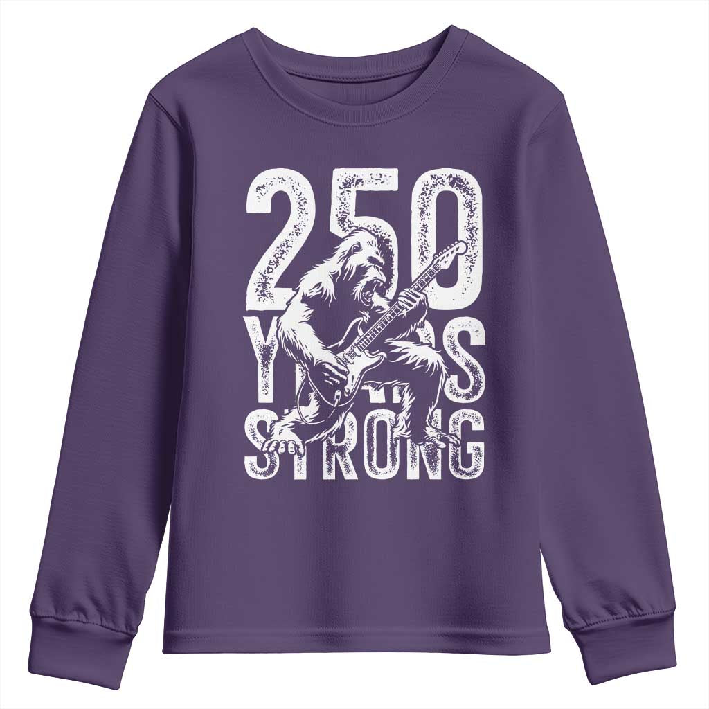 250 Years Strong Bigfoot Guitar Youth Sweatshirt USA 250th Anniversary Gift