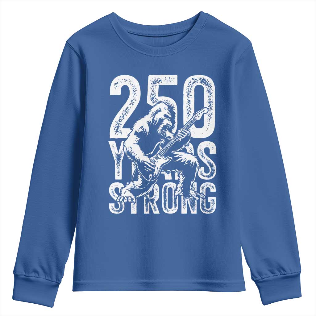 250 Years Strong Bigfoot Guitar Youth Sweatshirt USA 250th Anniversary Gift