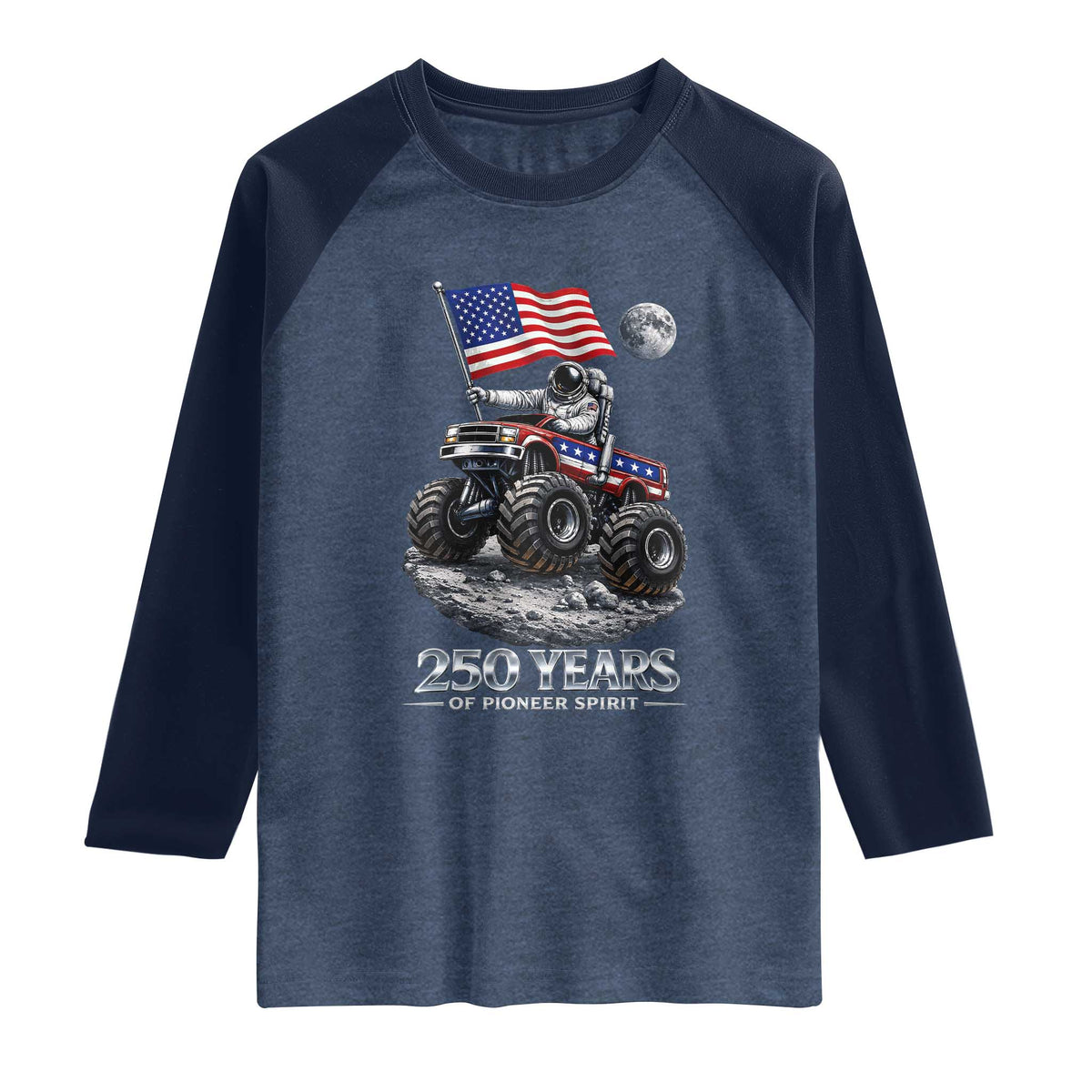 Astronaut 250 Years Of Pioneer Spirit Raglan Shirt USA 250th Anniversary