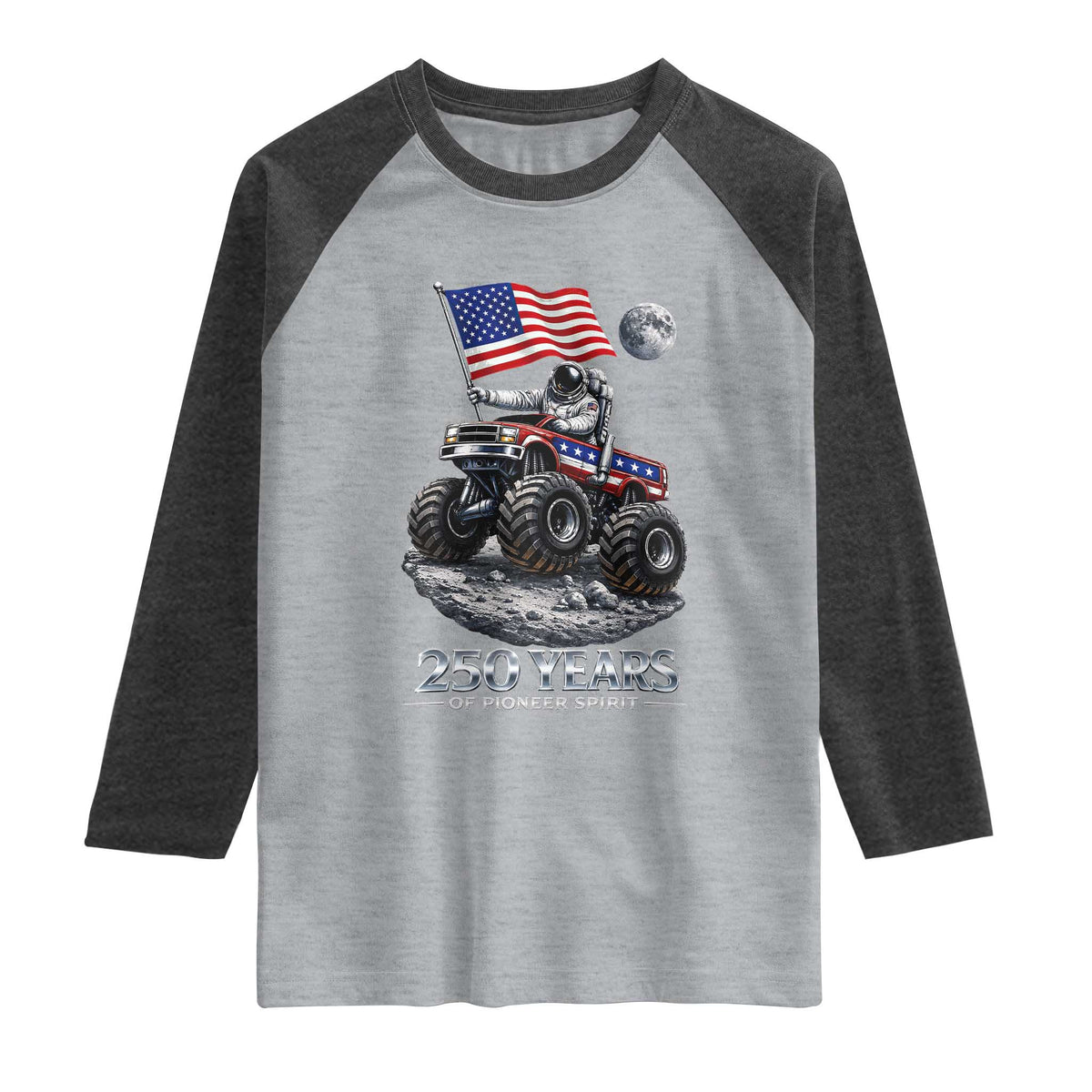 Astronaut 250 Years Of Pioneer Spirit Raglan Shirt USA 250th Anniversary