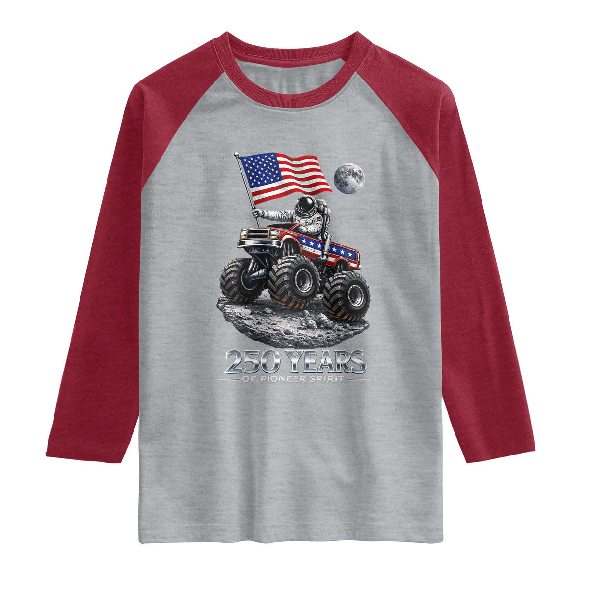 Astronaut 250 Years Of Pioneer Spirit Raglan Shirt USA 250th Anniversary