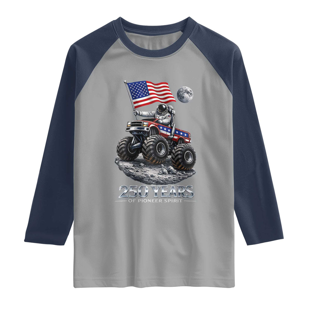 Astronaut 250 Years Of Pioneer Spirit Raglan Shirt USA 250th Anniversary