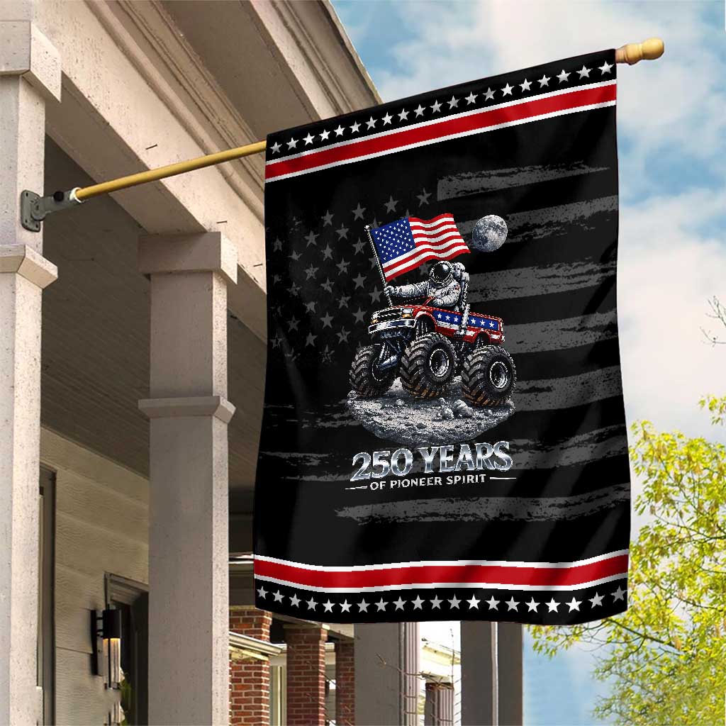 Astronaut 250 Years Of Pioneer Spirit Patriotic Garden Flag USA 250th Anniversary