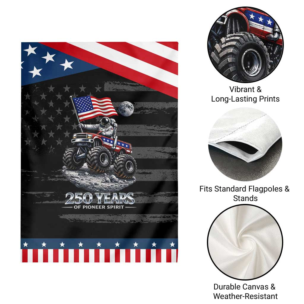 Astronaut 250 Years Of Pioneer Spirit Patriotic Garden Flag USA 250th Anniversary