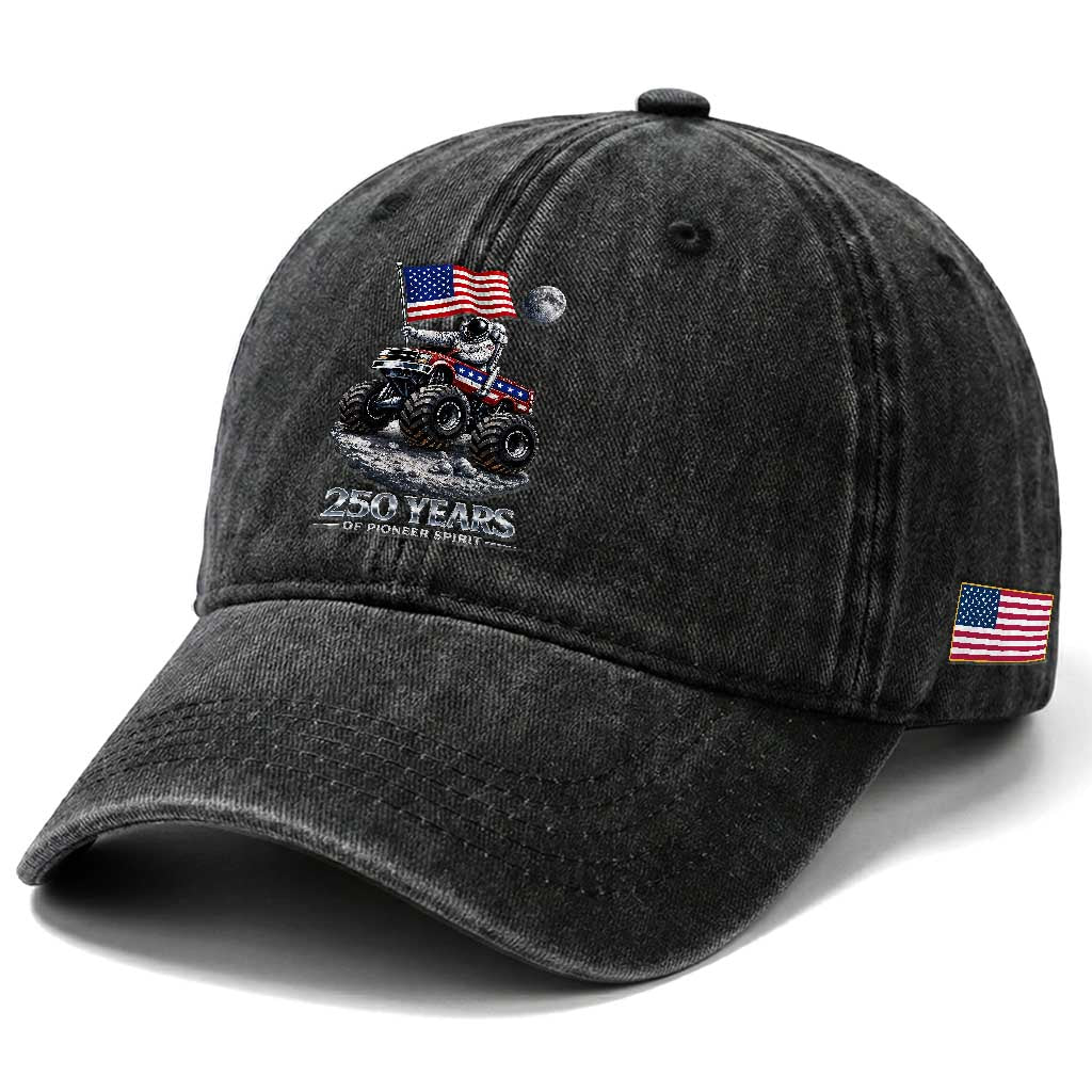 Astronaut 250 Years Of Pioneer Spirit Washed Cotton Baseball Cap USA 250th Anniversary