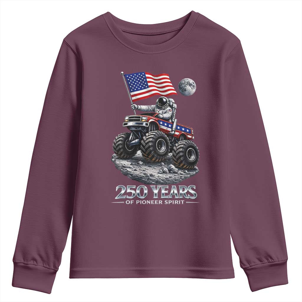 Astronaut 250 Years Of Pioneer Spirit Youth Sweatshirt USA 250th Anniversary