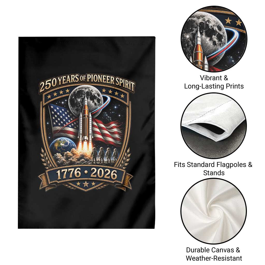 Astronaut 250 Years Of Pioneer Spirit Garden Flag Patriotic Astronaut Graphic Gift
