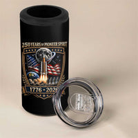 Astronaut 250 Years Of Pioneer Spirit 4 in 1 Can Cooler Tumbler Patriotic Astronaut Graphic Gift