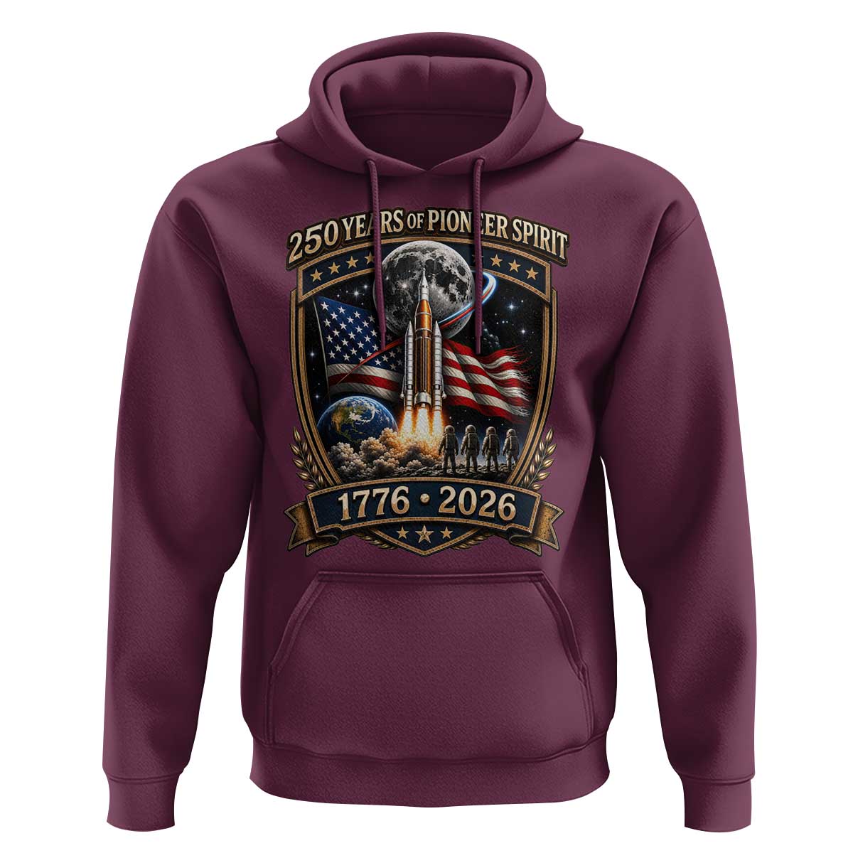 Astronaut 250 Years Of Pioneer Spirit Hoodie Patriotic Astronaut Graphic Gift