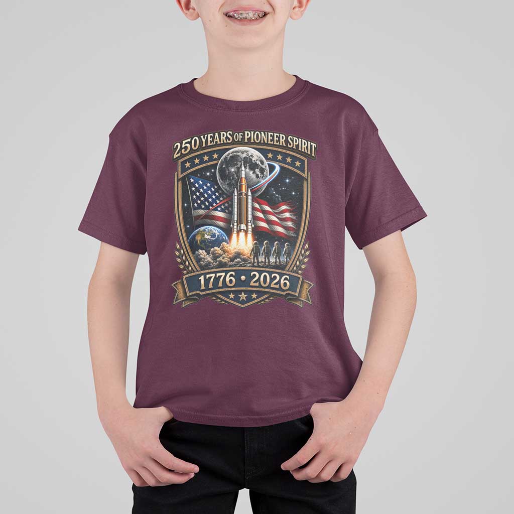 Astronaut 250 Years Of Pioneer Spirit T Shirt For Kid Patriotic Astronaut Graphic Gift