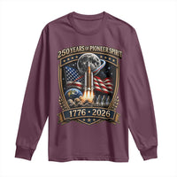 Astronaut 250 Years Of Pioneer Spirit Long Sleeve Shirt Patriotic Astronaut Graphic Gift