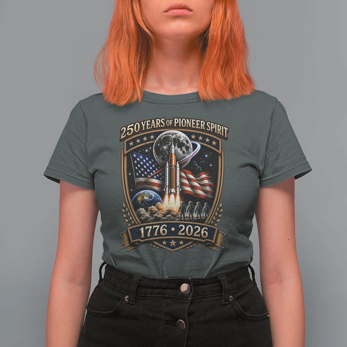 Astronaut 250 Years Of Pioneer Spirit T Shirt For Women Patriotic Astronaut Graphic Gift