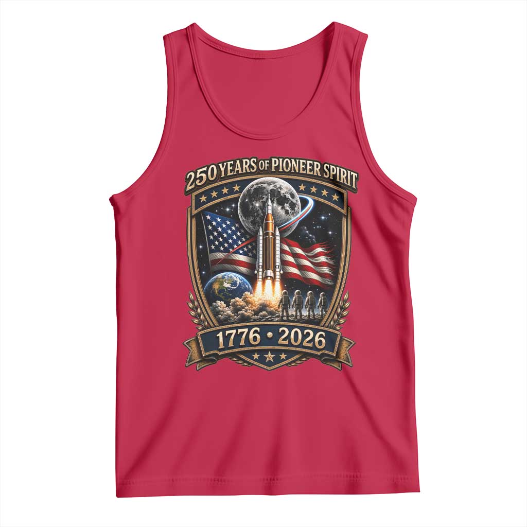 Astronaut 250 Years Of Pioneer Spirit Tank Top Patriotic Astronaut Graphic Gift