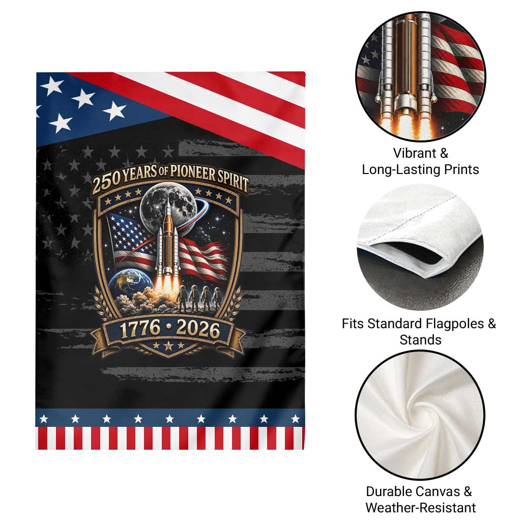 Astronaut 250 Years Of Pioneer Spirit Patriotic Garden Flag Astronaut Graphic Gift